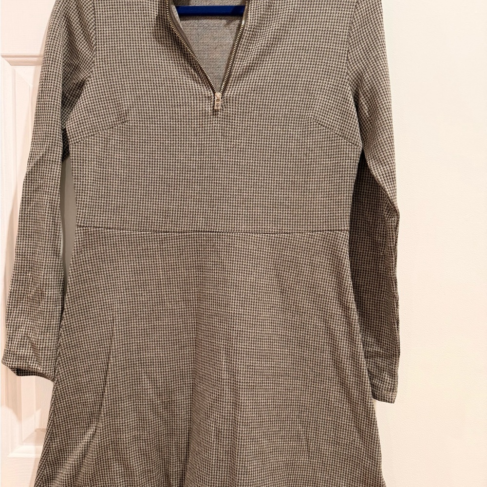 Tommy Hilfiger Brown Houndstooth Zip-Up Dress